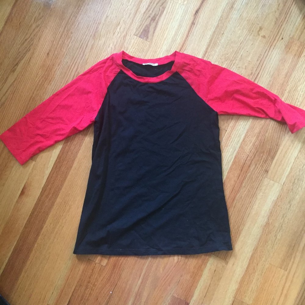 Women's Small, Red and Black 3/4 Raglan Tee